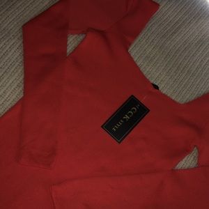 Fitted orange thigh high dress from CCK Style